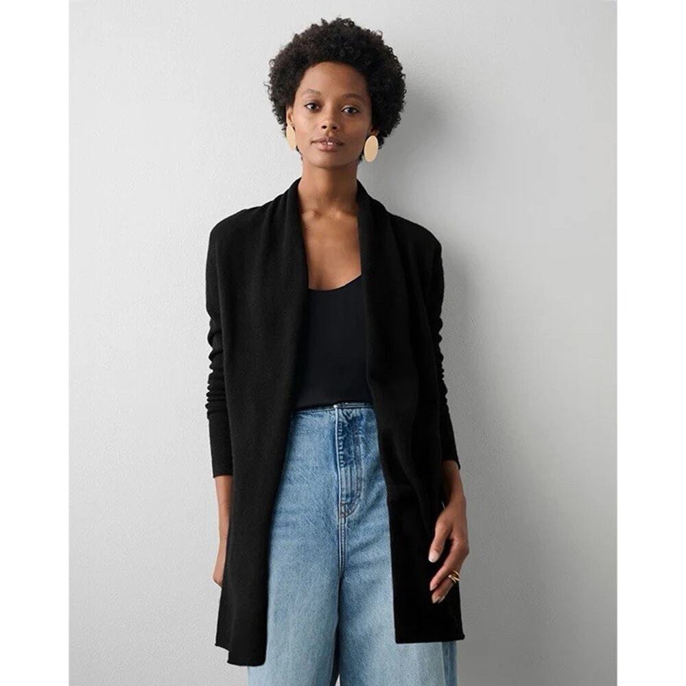 White + Warren Essential Sage or Pale Green‎ 100% Cashmere Trapeze Cardigan